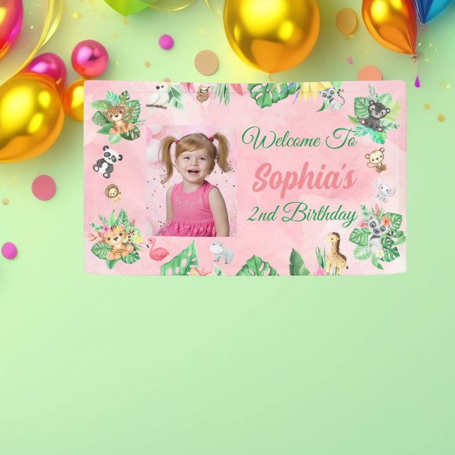 Tropical Safari Jungle Animals Kids  Birthday   Banner (Creator Uploaded)