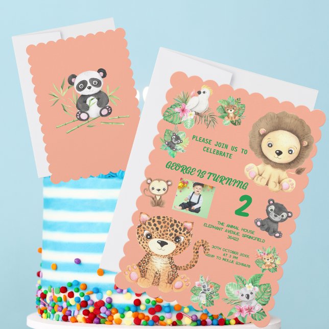 Tropical Safari Jungle Animals Kids Birthday Invitation (Creator Uploaded)