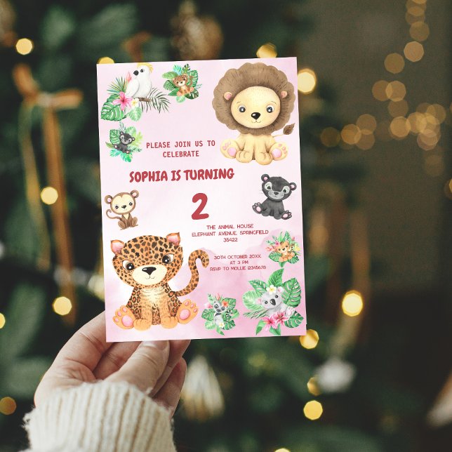 Tropical Safari Jungle Animals Kids  Birthday Invitation (Creator Uploaded)
