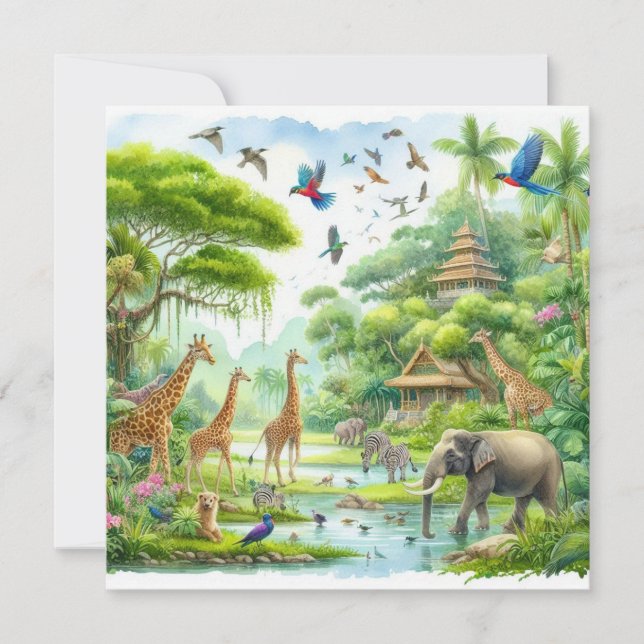 Tropical safari jungle invitation (Front)