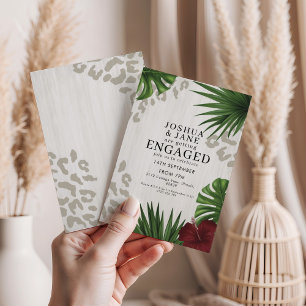 Tropical Safari Leopard Print Engagement  Invitation