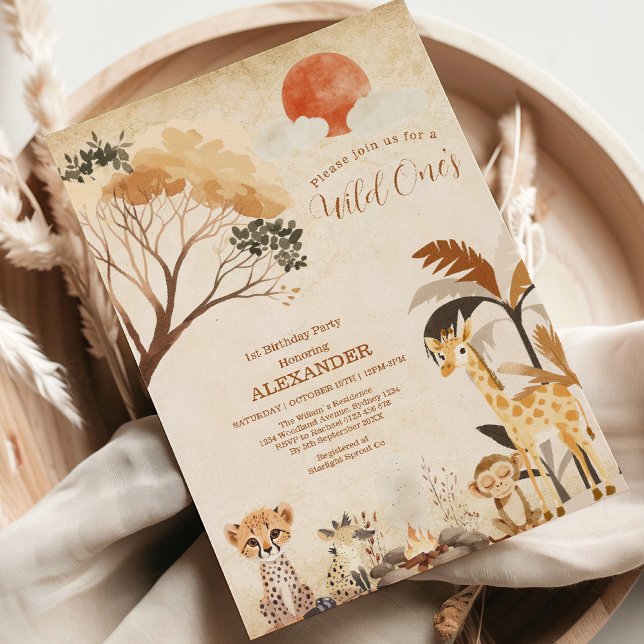 Tropical Safari Wild One Jungle Animals Birthday  Invitation (Creator Uploaded)