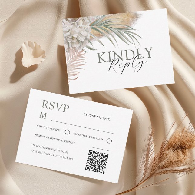 Tropical Sage Green Floral Wedding RSVP Card (Creator Uploaded)