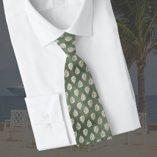 Tropical Sage Green with Cream Palm Leaves  Tie