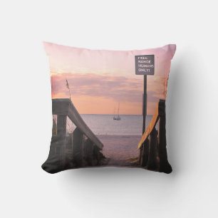 Tropical Sailboat Beach Sunrise Pillow