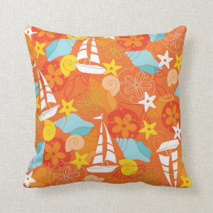 Tropical Sailboat Pattern Cushion