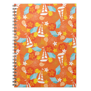 Tropical Sailboat Pattern Spiral Notebook