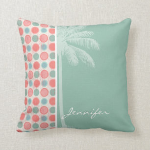 Tropical Salmon, Coral Pink, & Seafoam Cushion