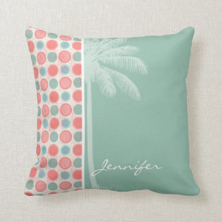 Tropical Salmon, Coral Pink, & Seafoam Cushion