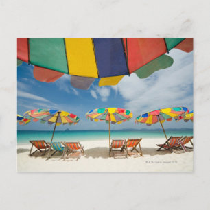 Tropical sand beach and turquoise sea. 2 postcard