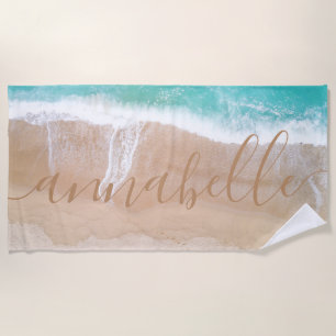 tropical sand beach ocean meditation personalised beach towel