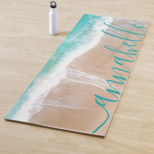 tropical sand beach ocean meditation personalised  yoga mat