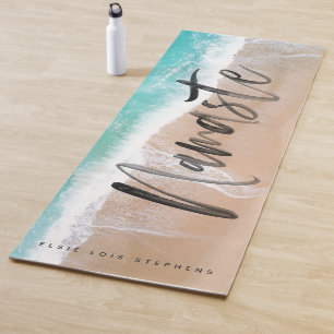 tropical sand beach ocean meditation personalised yoga mat