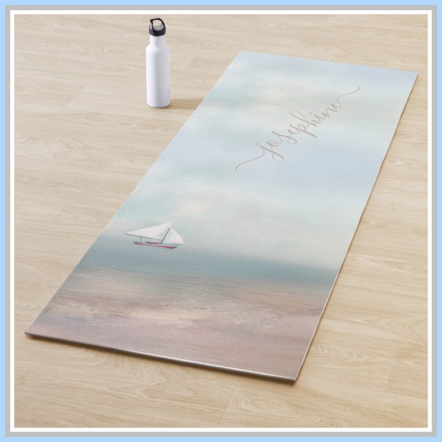 Tropical Sand Beach Ocean Name Yoga Mat (Creator Uploaded)