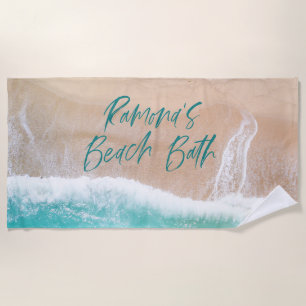 Tropical sand beach ocean sunny waves beach house  towel