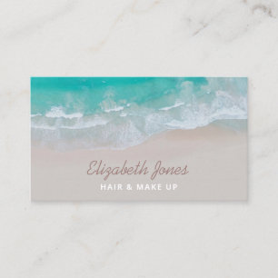 tropical sand beach ocean sunny waves modern business card