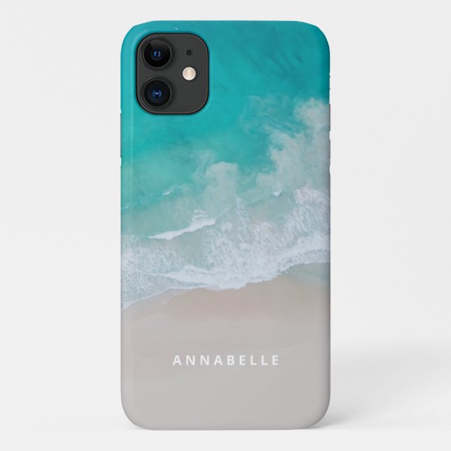 tropical sand beach ocean sunny waves modern Case-Mate iPhone case (Back)