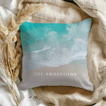 tropical sand beach ocean sunny waves modern cushion<br><div class="desc">tropical sand beach ocean sunny waves modern design.</div>