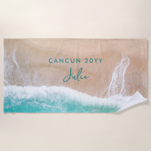 Tropical sand beach ocean sunny waves vacation beach towel