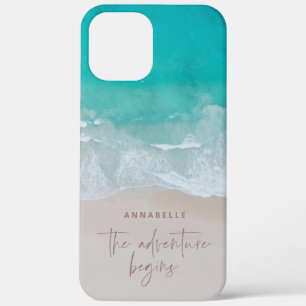 tropical sand beach ocean the adventure begins iPhone 12 pro max case