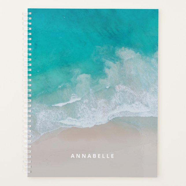 tropical sand beach ocean the adventure begins planner (Front)