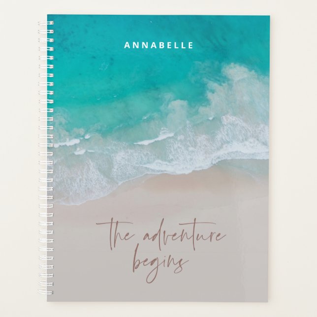 tropical sand beach ocean the adventure begins planner (Front)