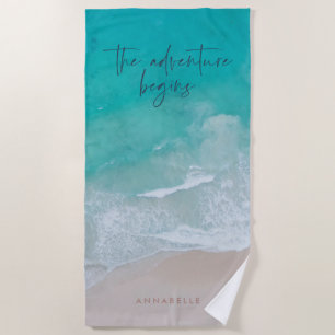 tropical sand beach ocean the adventure begins towel