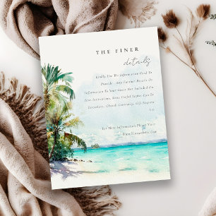 Tropical Sand Beach Palm Trees Wedding Detail Enclosure Card