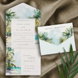 Tropical Sand Beach Watercolor Palm Trees Wedding All In One Invitation<br><div class="desc">Tropical Watercolor Palm Trees Theme Collection.- it's an elegant script watercolor Illustration of tropical palm tress on beach perfect for your tropical beachy wedding & parties. It’s very easy to customise,  with your personal details. If you need any other matching product or customisation,  kindly message via Zazzle.</div>