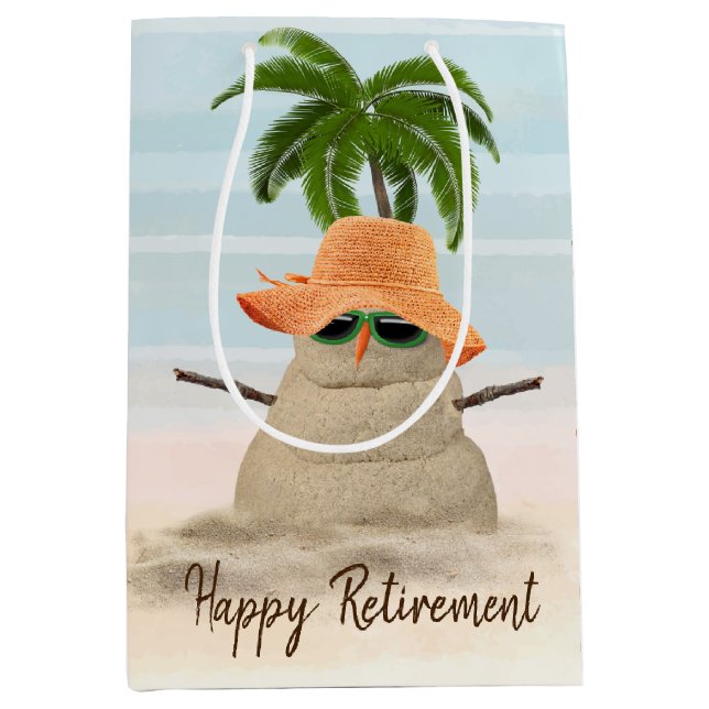 Tropical Sand Man For Retirement Medium Gift Bag (Front)