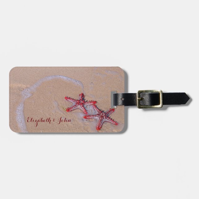 Tropical Sand,Red Starfish Luggage Tag (Front Horizontal)