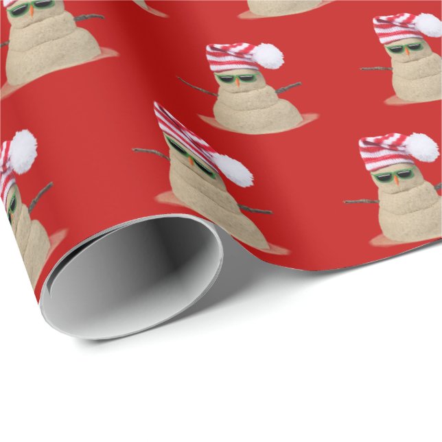 Tropical sand snowman on beach wrapping paper (Roll Corner)