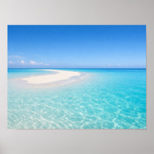 Tropical Sandbar Turquoise Ocean Poster