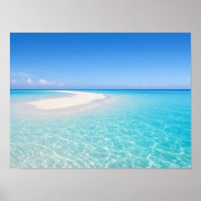 Tropical Sandbar Turquoise Ocean Poster (Front)