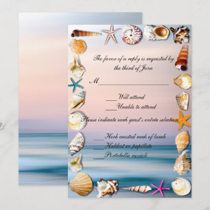 Tropical Sandy Beach And Seashell Wedding Response Invitation