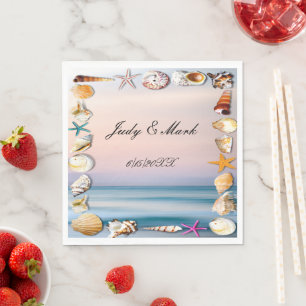 Tropical Sandy Beach And Seashells Paper Napkins