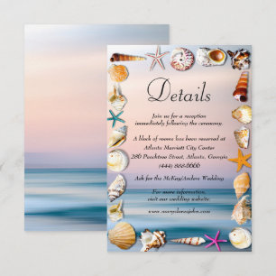 Tropical Sandy Beach And Seashells Wedding Details Enclosure Card