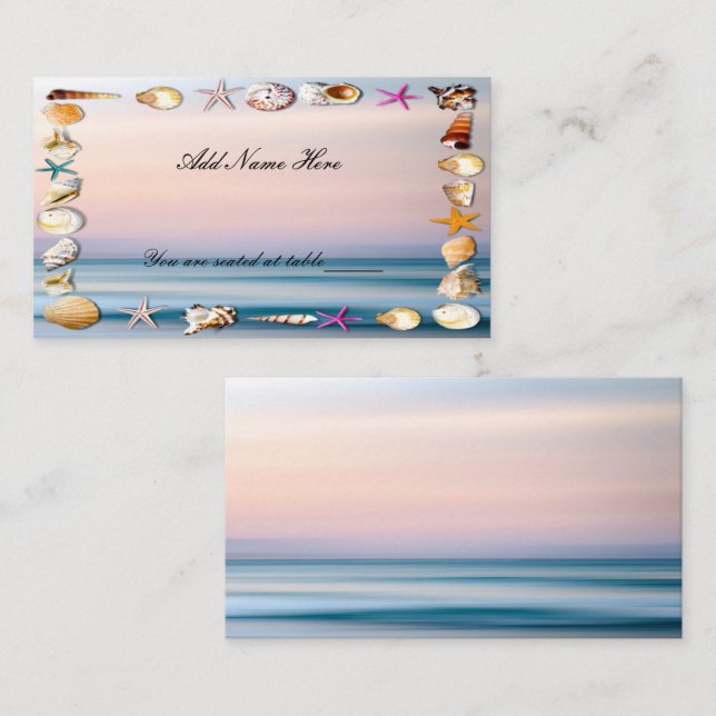 Tropical Sandy Beach And Seashells  Wedding Table  Place Card (Front/Back)