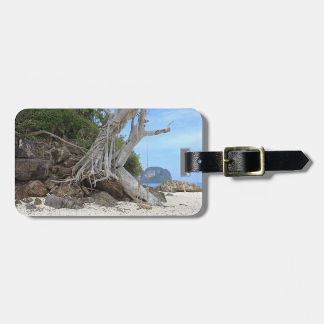 Tropical sandy beach luggage tag (Front Horizontal)