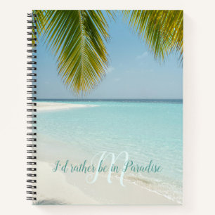 Tropical Sandy Beach Turquoise Typography Palm Notebook