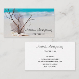 Tropical Sandy Beach with White Seashells Business Card