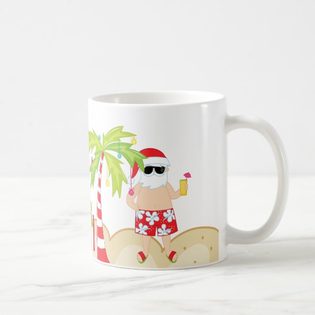 Tropical Santa Beach Christmas Mug (Right)