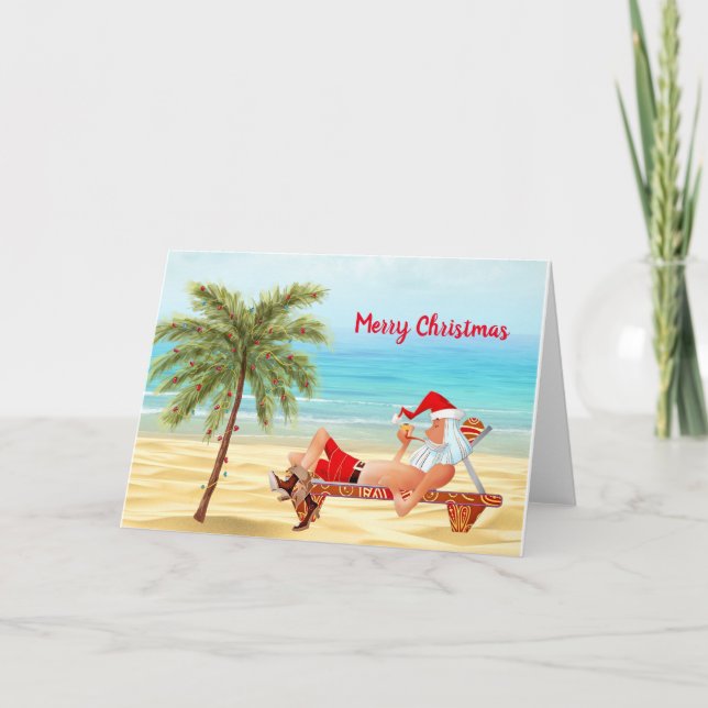 Tropical Santa Christmas Card (Front)