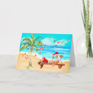 Tropical Santa Christmas Card