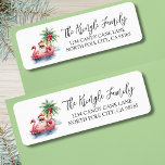 Tropical Santa Christmas Return Address<br><div class="desc">Tropical Santa Christmas Return Address label. This festive return address label features a relaxed Santa Claus lounging in a pink flamingo floaty, surrounded by tropical holiday details like a palm tree decorated with ornaments, gentle ocean waves, and a small island in the background. The charming watercolor artwork is placed on...</div>