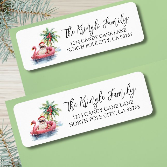 Tropical Santa Christmas Return Address (Tropical Santa Christmas Return Address label)