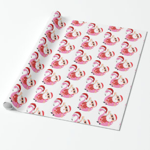 Tropical Santa Flamingo Christmas Wrapping Paper