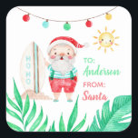 Tropical Santa Gift Tag Sticker<br><div class="desc">Celebrate the holidays this year with these fun personalised tropical Santa gift tag stickers!</div>