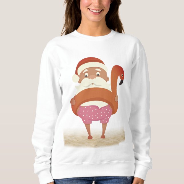 Tropical Santa Graphic Women's Basic Sweatshirt (Front)