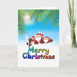 tropical Santa Holiday Card